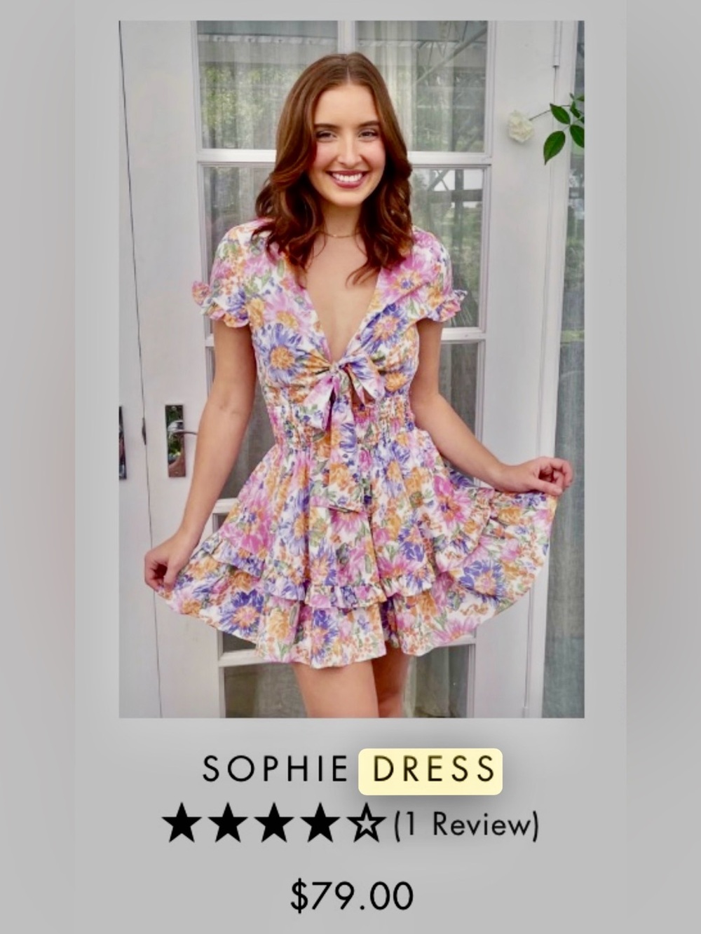 Floral Tie-Front mini dress in Pink, Orange & Purple